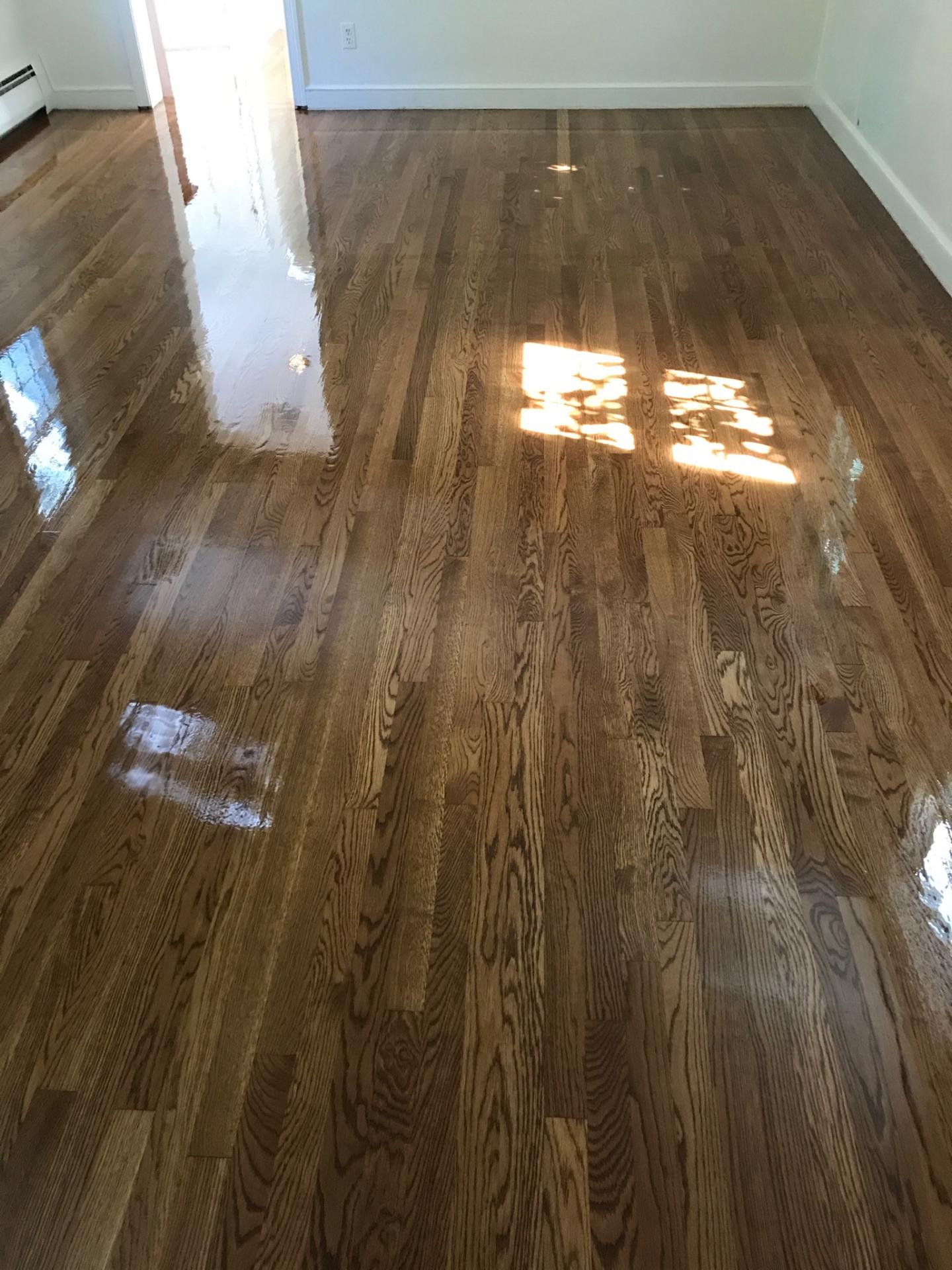 White Oak Hardwood Floors With Golden Brown Stain Central Mass