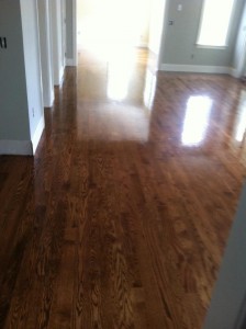 red oak floor after staining