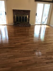 hardwood floors installed in a living room