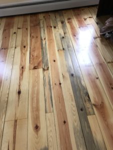 Pine flooring finished with oil based polyurethane