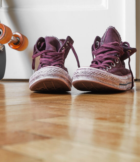 shoes on hardwood floors