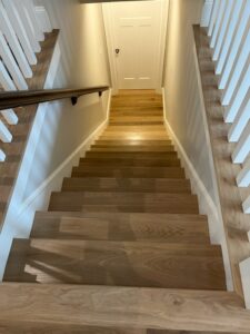white oak hardwood flooring on staircase