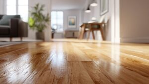 hardwood floors with semi-gloss shiny finish