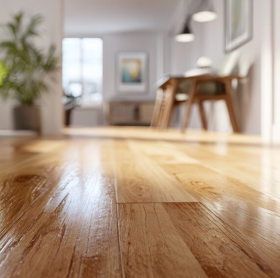 hardwood floors with semi-gloss shiny finish