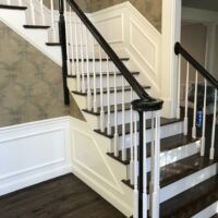 2-inch red oak finished with jacobean stain