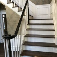 2-inch red oak finished with jacobean stain