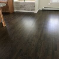 2-inch white oak flooring sanded with Jacobean stain and finished with Bona Traffic