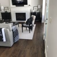 3-inch red oak finished with medium brown stain and bona traffic finish