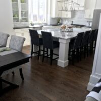 3-inch red oak finished with medium brown stain and bona traffic finish