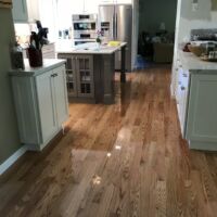 Red oak flooring finished with oil based polyurethane