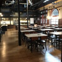 Restaurant in downtown Framingham with white oak hardwood floors and polyurethane finish